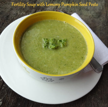 Fertility Soup With Lemony Pumpkin Seed Pesto - Conceive Plus USA