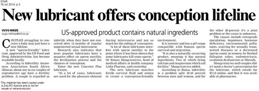 STAR newspaper: couples struggling to conceive may just have a new lifeline - Conceive Plus®